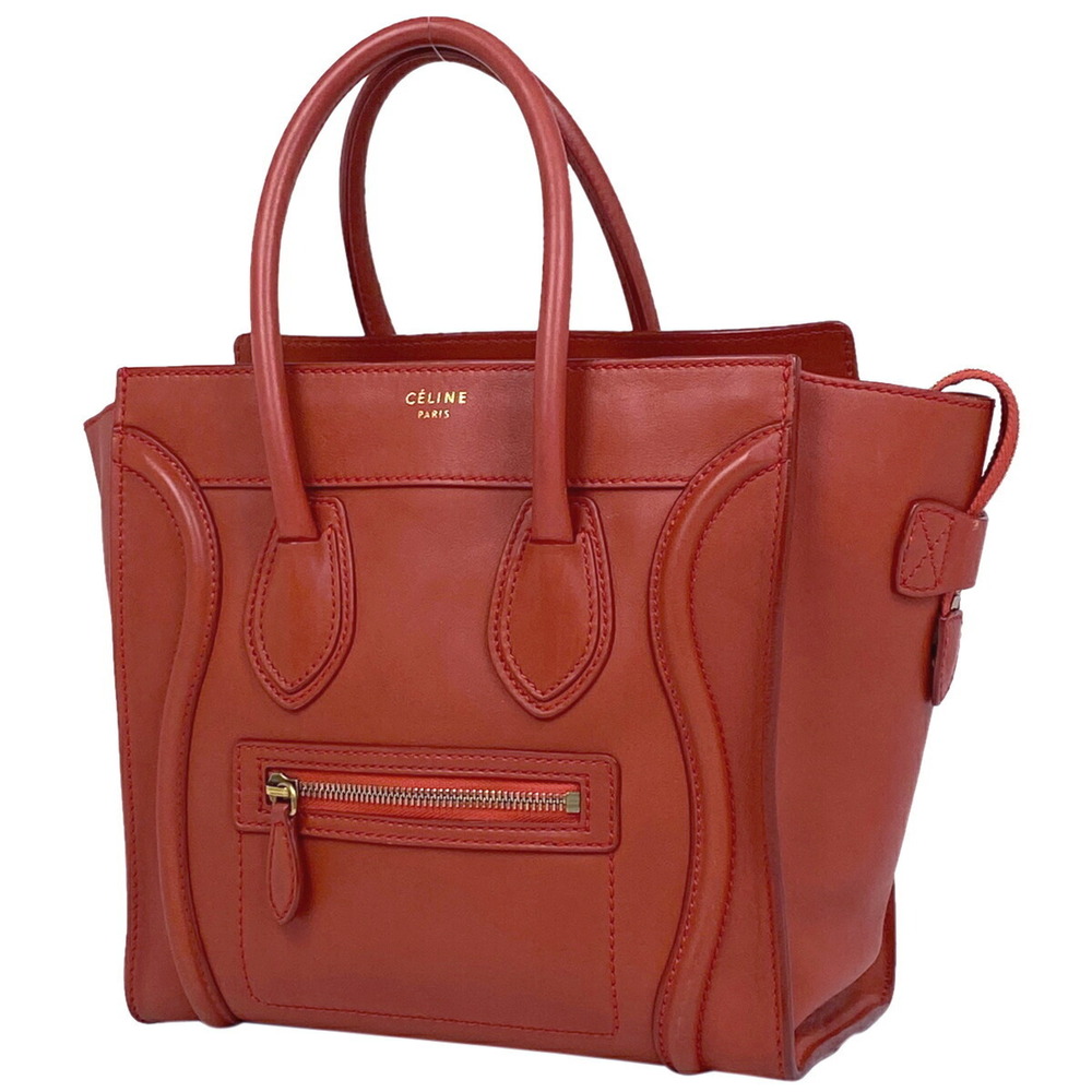 Celine Luggage Shopper Tote Bag Handbag Leather Red - Picture 1 of 7